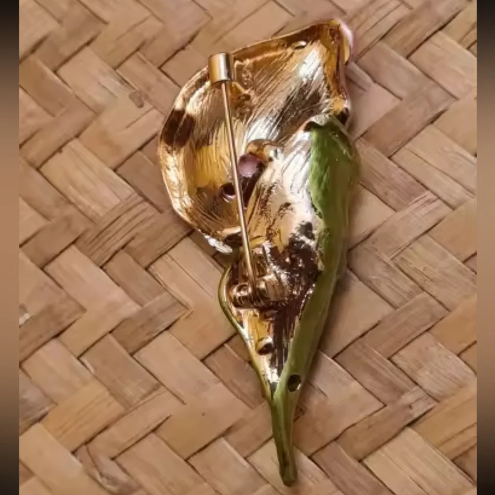 Pink Calla Lily Floral Brooch
